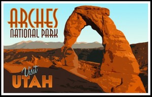 Visit Utah Vintage Tourism Poster for Arches National Park